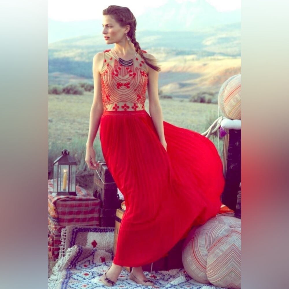 ANTHROPOLOGIE / RINA DHAKA Rubied Dusk Dress - Sz 0 - Picture 4 of 12